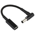 PD 100W 18.5-20V 6.0 x 0.6mm Elbow to USB-C / Type-C Adapter Nylon Braid Cable, 6.0 x 0.6mm