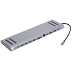 12 in 1 Type-C to Dual HDMI Docking Station, 12 in 1