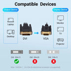 DVI to VGA Adapter Cable Computer Graphics Card Monitor Cable, Length: 1m, 1m