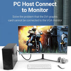 DVI to VGA Adapter Cable Computer Graphics Card Monitor Cable, Length: 3m, 3m