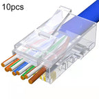10pcs Cat6e Unshielded Pass Through RJ45 Connector Modular Plug, Cat6e Unshielded Pass