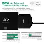 UGREEN USB 3.0 to SATA Adapter Cable Converter for 2.5 / 3.5 inch Hard Drive Disk HDD and SSD, Support UASP SATA 3.0, USB 3.0 to SATA