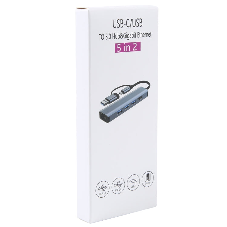 BYL-2208TU 5 in 2 USB + USB-C / Type-C to USB Multifunctional Docking Station HUB Adapter, BYL-2208