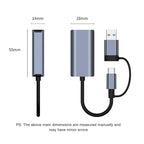 BYL-2207TU 2 in 1 USB + Type-C to RJ45 Docking Station HUB Adapter, BYL-2207TU