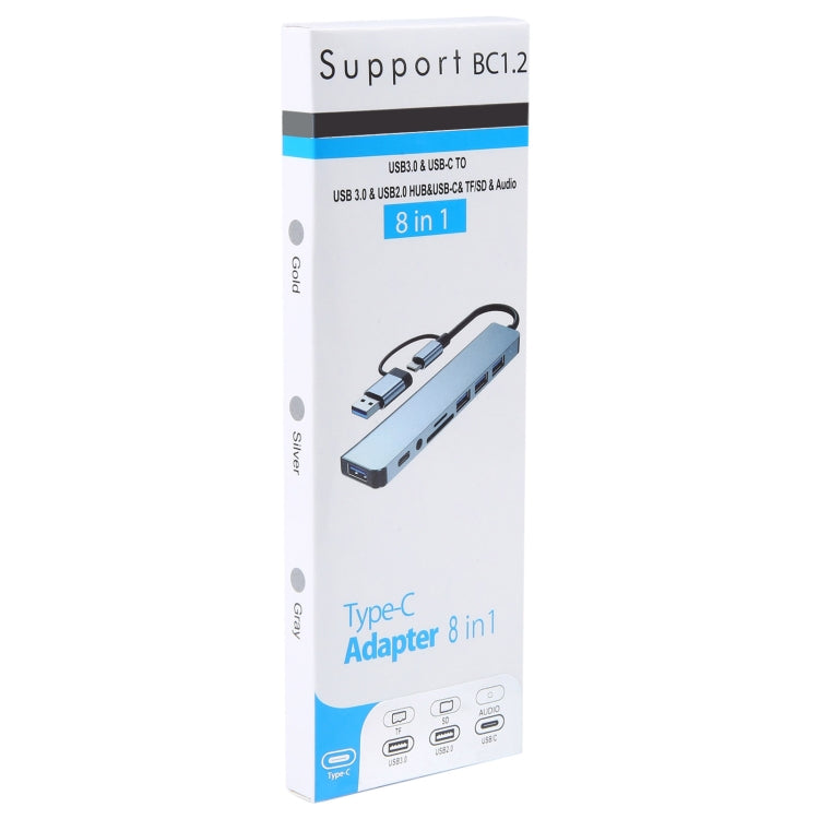 BYL-2218TU 8 in 1 USB + USB-C / Type-C to USB Multifunctional Docking Station HUB Adapter, BYL-2218TU