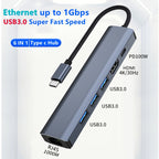 BYL-2210 6 in 1 USB-C / Type-C to USB Multifunctional Docking Station HUB Adapter with 1000M Network Port, BYL-2210