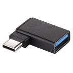 Type-C / USB-C Male to USB 3.2 Female 90 Degree Elbow Head Aluminium Alloy Adapter, Type-C Male to USB 3.2 Female