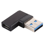 Type-C / USB-C Female to USB 3.0 Male 90 Degree Elbow Head Aluminium Alloy Adapter, Type-C Female to USB 3.0 Male