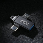 USB 3.0 Female to Type-C / USB-C Male + Micro Male Aluminium Alloy Adapter, USB 3.0 Female to Type-C Male + Micro Male