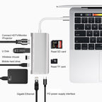 9591C 8 In 1 USB 3.0 x3 + SD / TF Card + HDMI + RJ45 + Type-C / USB-C (PD) Multi-function HUB Converter Dock Station