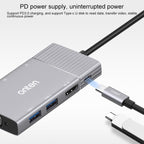 Onten 95113 8 In 1 USB 3.0 x2 + SD / TF + HDMI / VGA + 3.5mm Jack + Type-C / USB-C (PD 3.0) Multi-function HUB Converter Dock Station