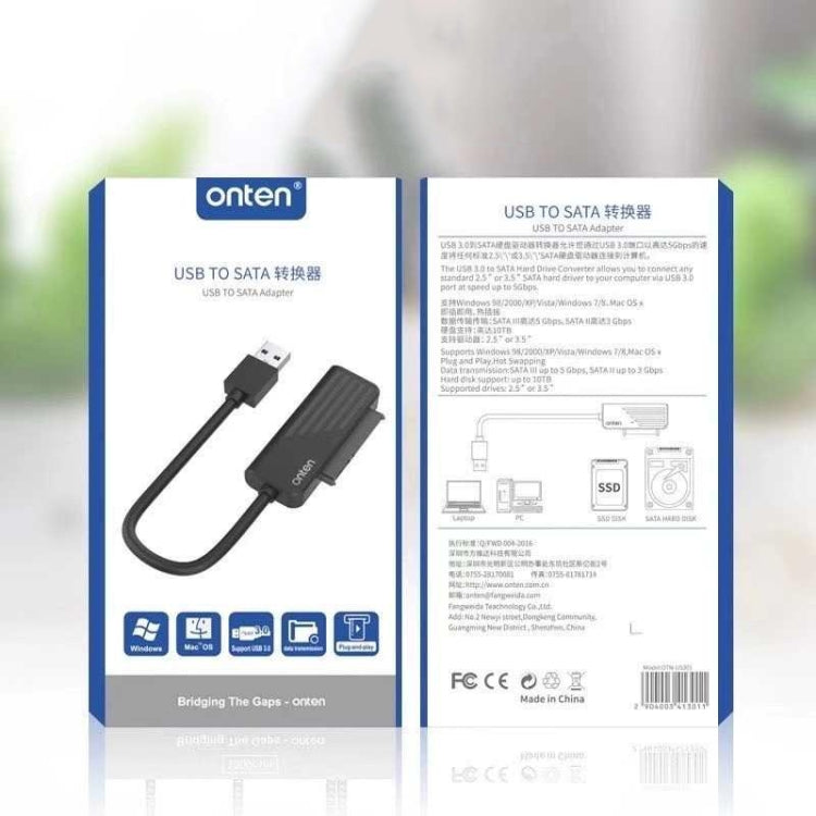 Onten US301 USB 3.0 to SATA Adapter for Universal 2.5/3.5 HDD/SSD Hard Drive Disk
