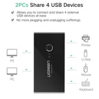 Ugreen USB Switch Selector 2 USB Ports Sharing 4 USB Ports Switcher Adapter for Mouse, Keyboard, Printer, US216