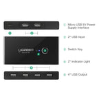 Ugreen USB Switch Selector 2 USB Ports Sharing 4 USB Ports Switcher Adapter for Mouse, Keyboard, Printer, US216