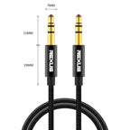REXLIS 3629 3.5mm Male to Male Car Stereo Gold-plated Jack AUX Audio Cable for 3.5mm AUX Standard Digital Devices, Length: 1.8m, Length: 1.8m
