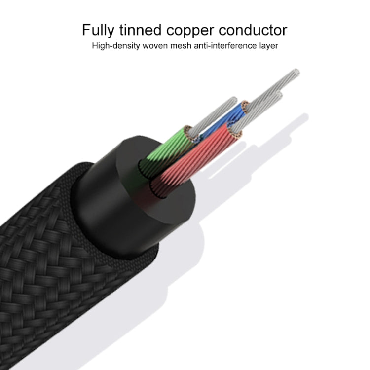 REXLIS 3635 3.5mm Male to Dual RCA Gold-plated Plug Black Cotton Braided Audio Cable for RCA Input Interface Active Speaker, Length: 3m, Length: 3m