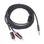 REXLIS 3635 3.5mm Male to Dual RCA Gold-plated Plug Black Cotton Braided Audio Cable for RCA Input Interface Active Speaker, Length: 5m, Length: 5m