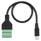 Mini 5 Pin Male to 5 Pin Pluggable Terminals Solder-free USB Connector Solderless Connection Adapter Cable, Length: 30cm, Mini 5 Pin Male