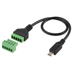 Micro USB Male to 5 Pin Pluggable Terminals Solder-free USB Connector Solderless Connection Adapter Cable, Length: 30cm, Micro USB Male