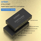 Onten 37507 Digital Optical Audio 3 In 1 Out Switcher Speaker Connector, 37507