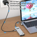 V261A 12 in 1 Elbow USB-C/Type-C to USB Digital Display Docking Station HUB Adapter, V261A