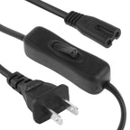2 Prong Style US Plug AC Power Cord with 304 Switch, Length: 3m, Length: 3m