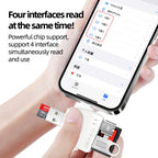 7 in 1 Card Reader USB + Type-C + 8 Pin + TF Card + SD Card + Earphone Adapter