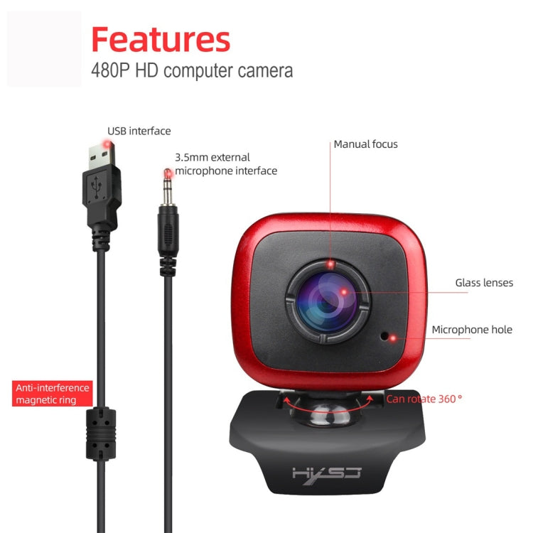 HXSJ A849 480P Adjustable 360 Degree HD Video Webcam PC Camera with Microphone
