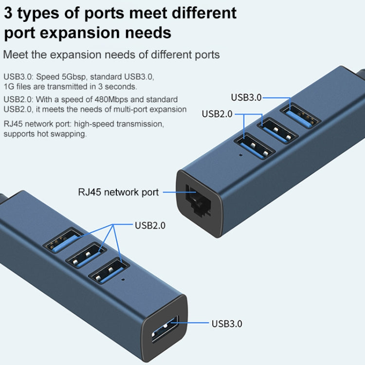 RDS 6307-2 USB to USB3.0 + Triple USB2.0 4 in 1 HUB Adapter, 6307-2