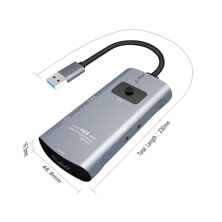 Z54 HDMI Output + 2 x HDMI Input + Mic + Audio to USB 3.0 Audio Video Capture Switcher with Loop, Z54