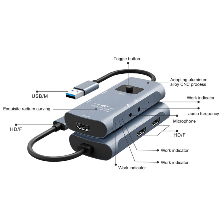 Z54 HDMI Output + 2 x HDMI Input + Mic + Audio to USB 3.0 Audio Video Capture Switcher with Loop, Z54