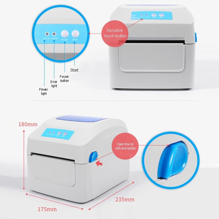 GPRINTER GP1324D Bluetooth USB Port Thermal Automatic Calibration Barcode Printer, Max Supported Thermal Paper Size: 104 x 2286mm, GP1324D (Bluetooth)
