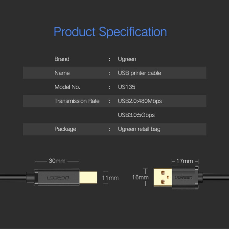 For Canon, Epson, HP, Cable Length: 2m, USB 3.0 (2m)