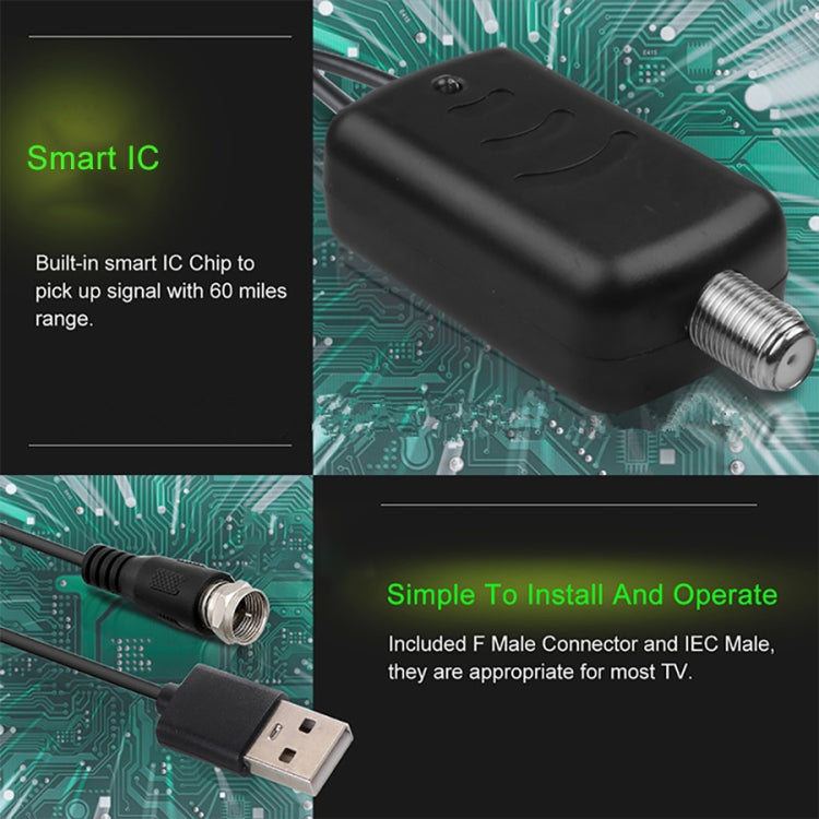 USB Connector Signal Booster Amplifier + IEC Converter Head, USB 50 Miles 25dBi