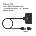 Onten OTN-UCA2310 4 in 2 USB-C / Type-C + USB3.0 4-Ports HUB Docking Station, OTN-UCA2310