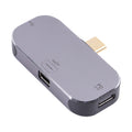 3 in 1 USB-C / Type-C Male to Dual USB-C / Type-C + Mini DP Female Adapter, Dual USB-C / Type-C + Mini DP