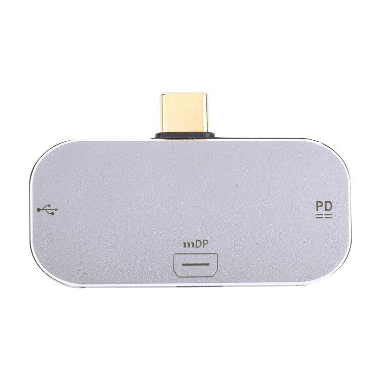 3 in 1 USB-C / Type-C Male to Dual USB-C / Type-C + Mini DP Female Adapter, Dual USB-C / Type-C + Mini DP