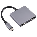 2 in 1 USB-C / Type-C to 2 x HDTV Ports HUB Adapter, 2 in 1