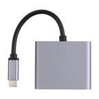 2 in 1 USB-C / Type-C to 2 x HDTV Ports HUB Adapter, 2 in 1