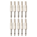 10 PCS 2 Pin 6.5mm Plug Zinc Alloy Welded Type Audio Connector 6.35 Audio Plug, 10 PCS