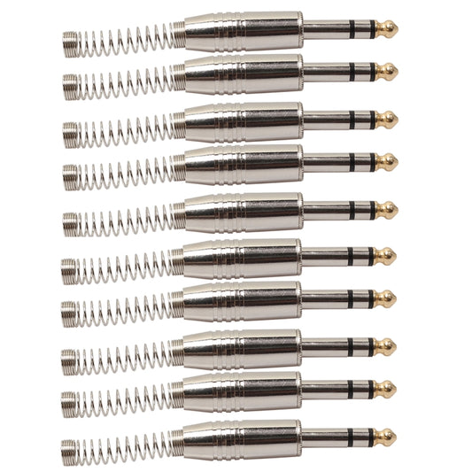 10 PCS 6.35mm Metal Audio Plug Stereo Microphone Cord Plug, 10 PCS