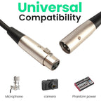 20m 3-Pin XLR Male to XLR Female MIC Shielded Cable Microphone Audio Cord, Length: 20m