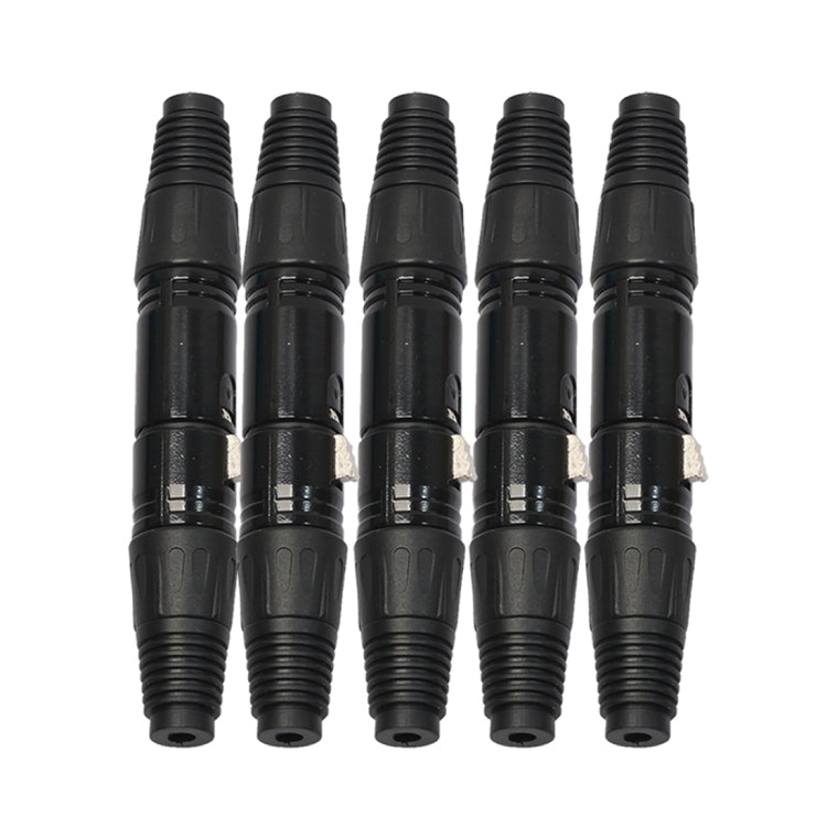 5 Pairs Black 3 Pin XLR Audio Cable Connector Male and Female, 5 Pairs