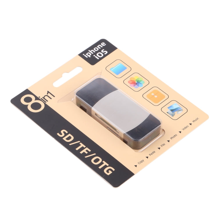 8 In 1 Type-C / USB-C + 8 Pin + Dual USB + SD + TF + Micro Card + OTG Multi-function Adapter, 8 In 1