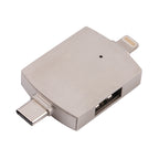 4 In 1 Type-C / USB-C + 8 Pin + Dual USB Multi-function Adapter with Dual OTG Function, 4 In 1