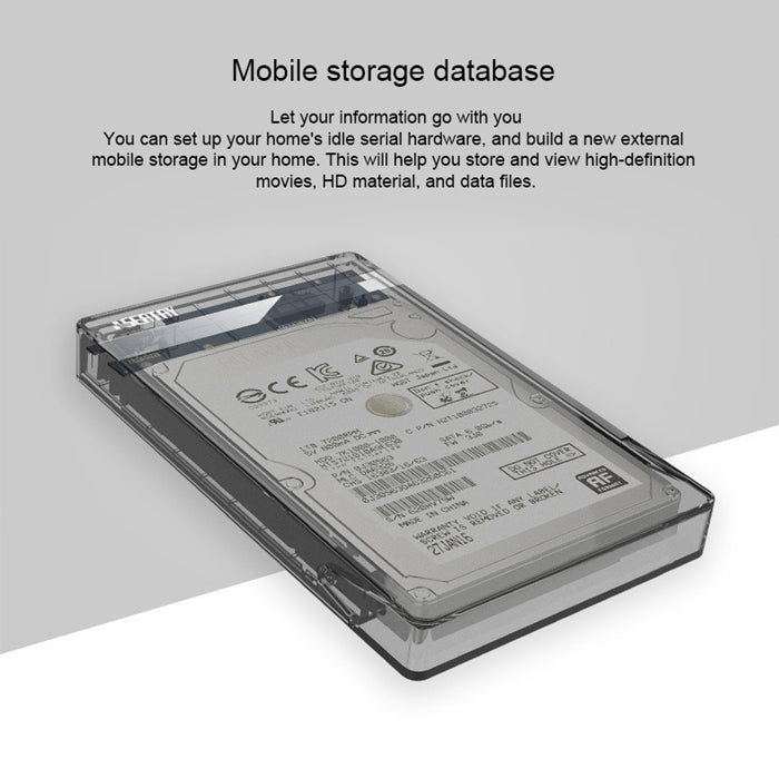 SEATAY HD213 Tool Free Screwless SATA 2.5 inch USB 3.0 Interface HDD Enclosure, The Maximum Support Capacity: 2TB