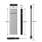 M.2 NGFF to USB-C / Type-C USB 3.1 Interface Aluminum Alloy SSD Enclosure, NGFF to USB Type-C Silver, NGFF to USB Type-C Black