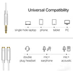 Ugreen 3.5mm Male to 2 x 3.5mm Female Audio Connector Adapter Cable 2 in 1 Microphone + Earphone Splitter Cable Converter, Silver