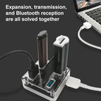 USB2.0 4 in 1 Multifunctional Desktop Square Transparent HUB, USB2.0