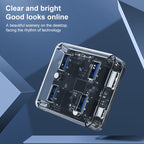 USB2.0 4 in 1 Multifunctional Desktop Square Transparent HUB, USB2.0